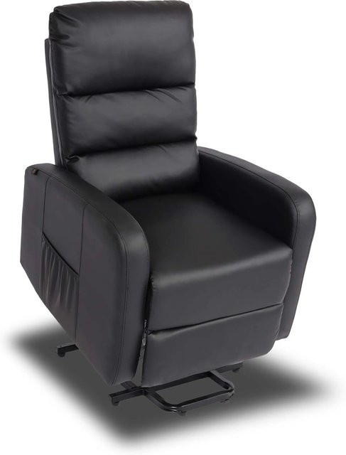 MCW Fernsehsessel K62 mit Liegefunktion und Aufstehhilfe in Schwarz aus Kunstleder und Metall - Bild 1