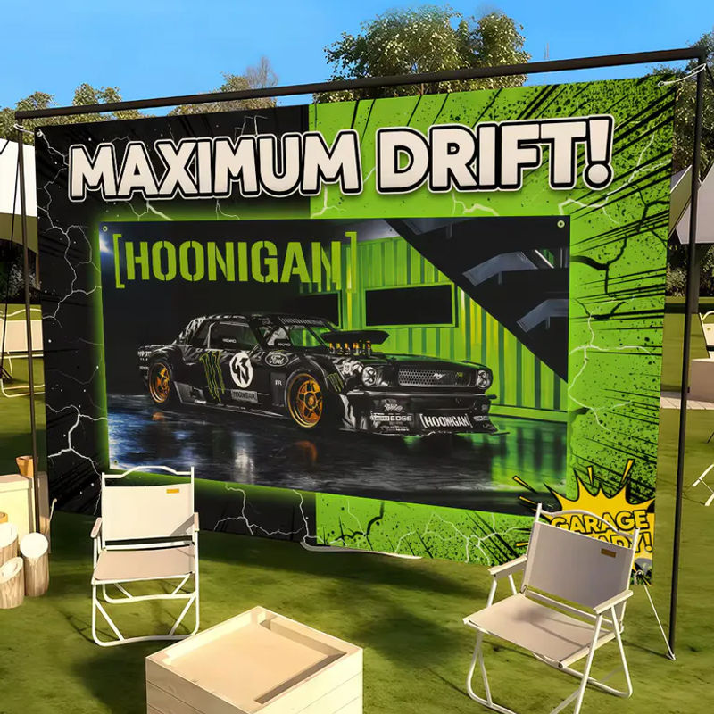 Hoonigan Racing Flagge aus Textil in Weiß, rechteckiges Banner zur Wanddekoration, B/H: 60 x 40 cm - Bild 6