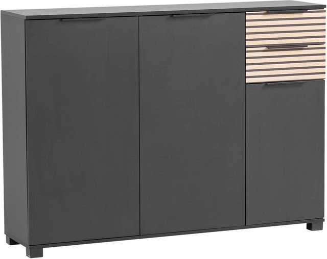 Schuhschrank Alexa Möbelpartner Schwarz Matt B/H/T: 141,9 x 105,5 x 35 cm - Bild 1