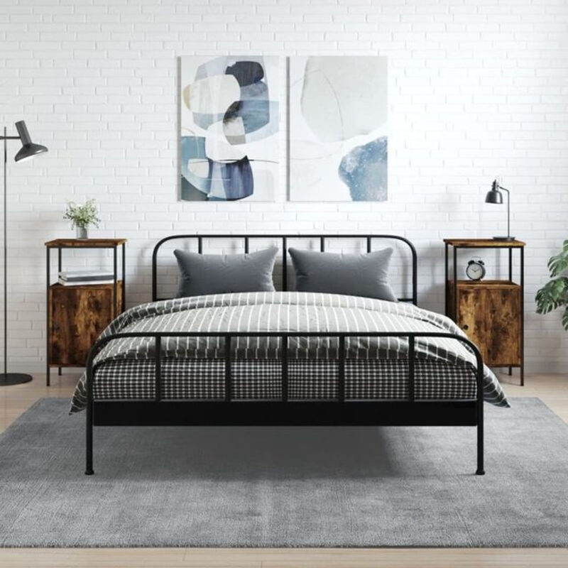 Vidaxl Nachttische 2er Set in Braun im Industrial Design aus Holzwerkstoff und Metall, B/T/H: 41 x 31 x 80 cm - Bild 1