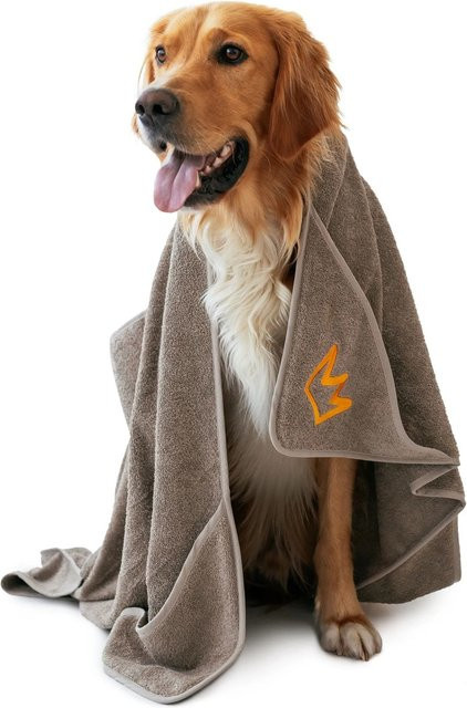 Saugstarkes Rudelkönig Hundehandtuch aus Baumwolle in Grau, Größe M, B x H: 60 x 100 cm - Bild 1