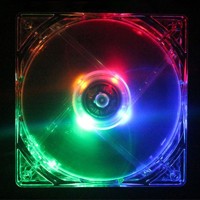 OULLX PC Gehäuse Lüfter 80mm mit LED Beleuchtung Multicolor DC 12V Molex 4PIN B/T/H: 8,0 x 8,0 x 2,5 cm - Bild 1