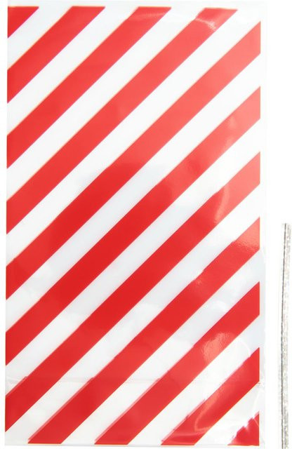 Rico Design Kekstüten Rote Streifen mit Verschlussband, Farbe Rot Transparent, B/H: 11,2 x 19,2 cm - Bild 1