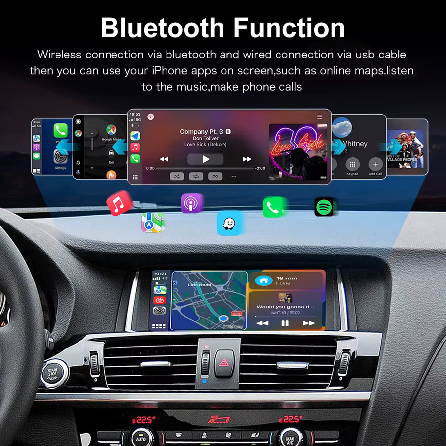 REEIIO Drahtloser CarPlay und Android Auto Decoder mit Mirror Link für BMW X3 F25 G01 NBT/CIC System, Schwarz - Bild 3
