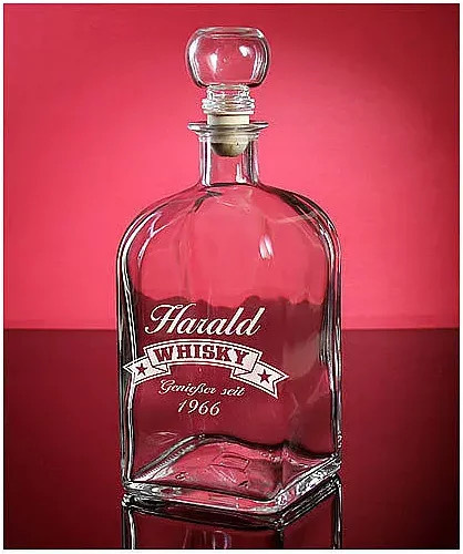 Personalisierte Whisky-Karaffe aus Glas mit Stopfen, transparent, 0,7 l - Bild 1