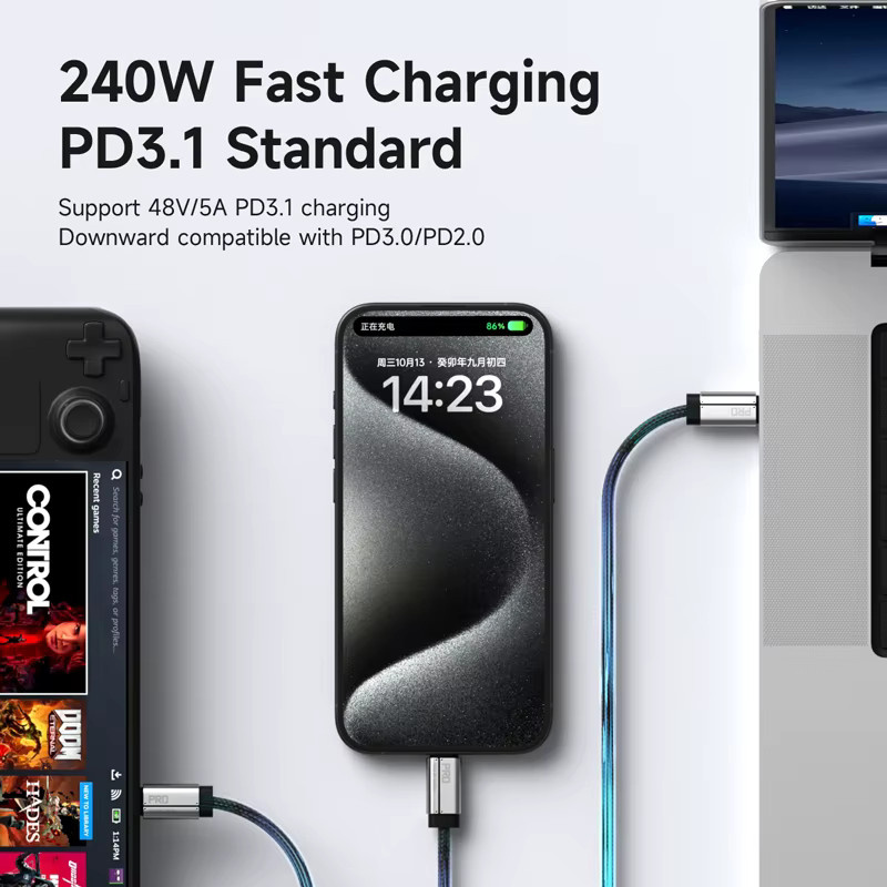 Hagibis USB C auf USB C Kabel USB4 mit 80 Gbit/s und 240 W Schnellladefunktion für Thunderbolt 4/5 und iPhone 17 sowie Laptops - Bild 3