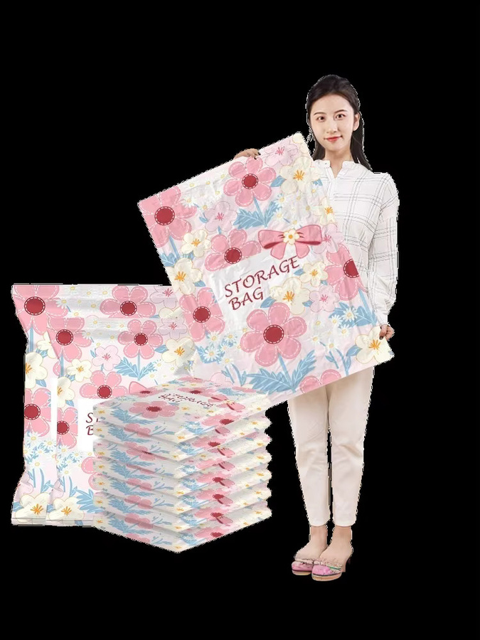 Jessica Wiederverwendbare Vakuum-Aufbewahrungsbeutel zur Kompression von Bettwäsche, Kleidung und Quilts in Multicolour (Blumenmuster) - Bild 2