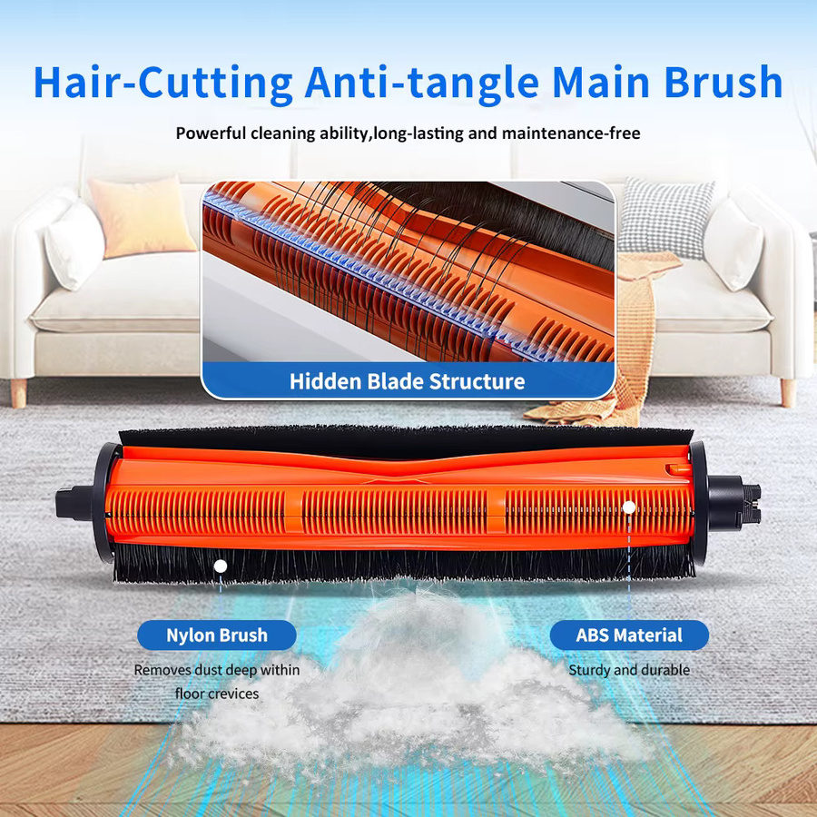 WINDNINJA Anti-Verhedderungs-Rollenbürste für Xiaomi Omni 1S B116 X20+ X20 Plus X10+ X10plus S20+ S10+ M40 M30 M30S Ersatzteil Zubehör in Orange - Bild 3
