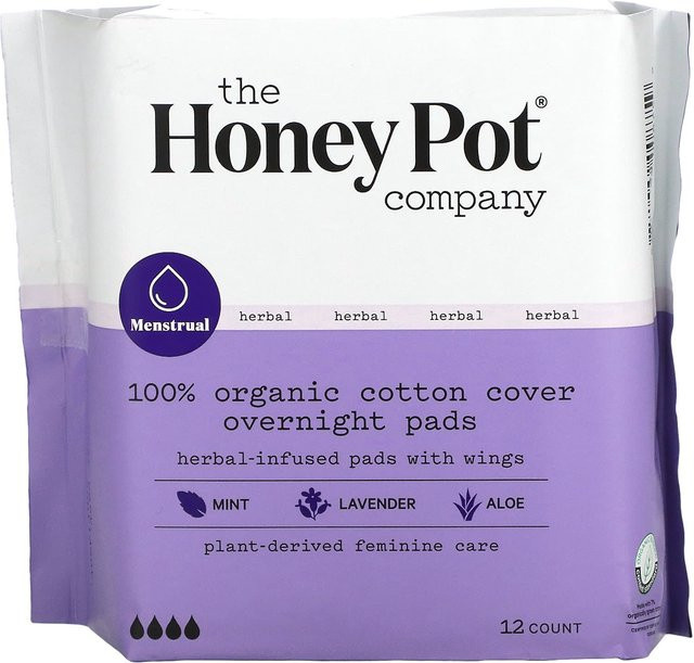 The Honey Pot Company Bio-Kräuterpads mit Flügeln, 12 Stück, Damen - Bild 1