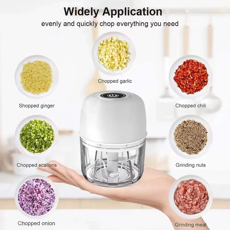 XIADYINJIA Wiederaufladbarer Mini-Zwiebelzerkleinerer und Fleischwolf für Ingwer und Knoblauch, 260 ml, Grün/Weiß - Bild 4