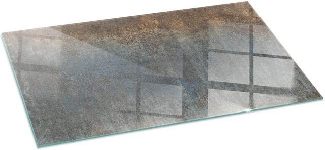 Tulup Glasplatte für Kamin mit abstraktem Texturmuster in Braun, B/T: 140 x 70 cm - Bild 1