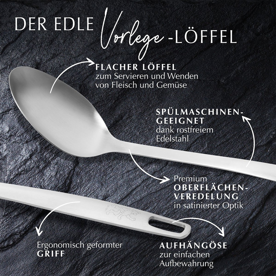 Stanley Rogers Servierlöffel aus Edelstahl in Silber mit mattem Satin-Finish, Länge: 31,5 cm - Bild 2