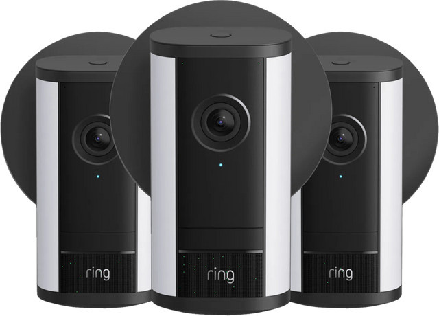 Ring Spotlight Kamera Pro 2. Generation mit Stecker, Schwarz, 3er-Pack - Bild 1