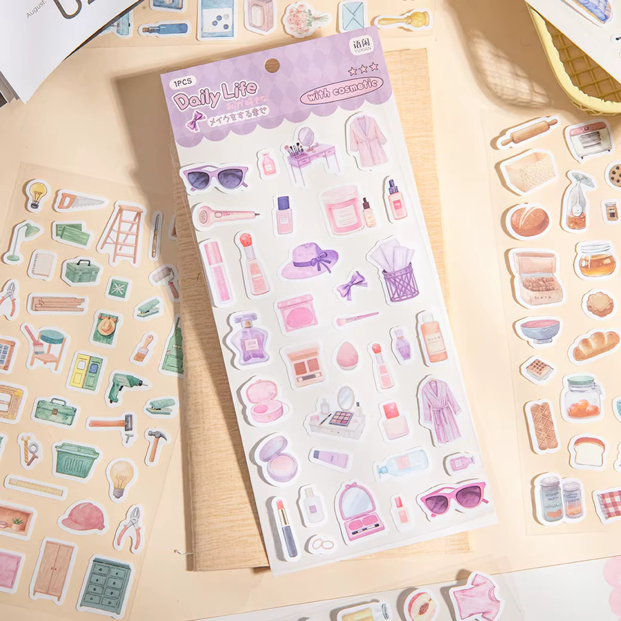 Happy Daily Series Kawaii Ins Flache Aufkleber für DIY Tagebuch und Scrapbook, Mehrfarbig - Bild 1