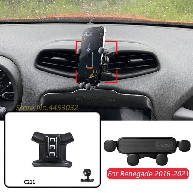 Handyhalterung für Jeep Renegade 2016-2021, verstellbare Schwerkraft-Navigationshalterung für die Lüftungsschlitze, Schwarz - Bild 1