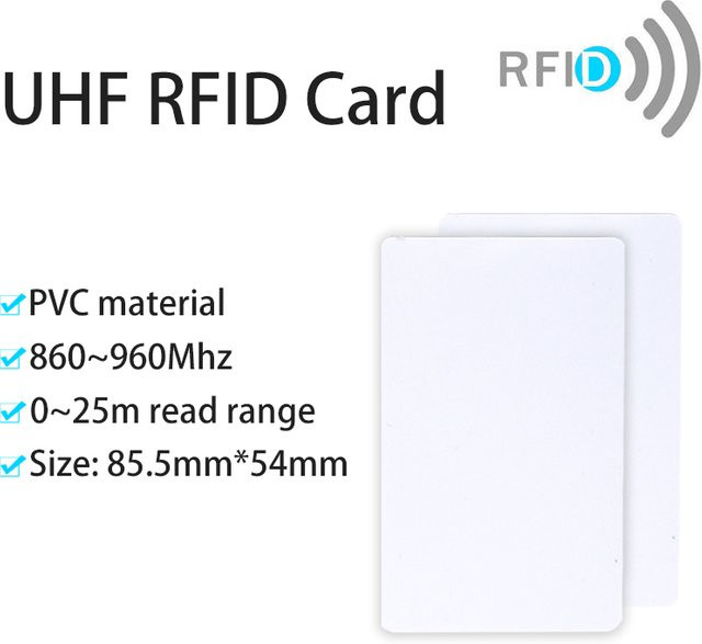 Fonkan Passive UHF-RFID-PVC-Karte für Zugangskontrolle, Farbe: Weiß, Frequenz: 860–960 MHz - Bild 1