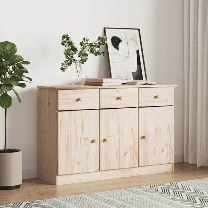 Sideboard Alta von vidaxl aus Massivholz Kiefer in Natur Braun im Landhaus- und Skandinavischen Stil, B/T/H: 112 x 35 x 73 cm - Bild 1