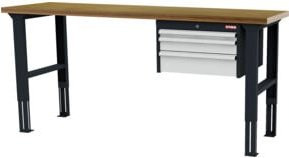 STIER Höhenverstellbare Werkbank mit Schubladen in Anthrazit und Weiß, B/T/H: 200 x 60 x 76-106 cm - Bild 1