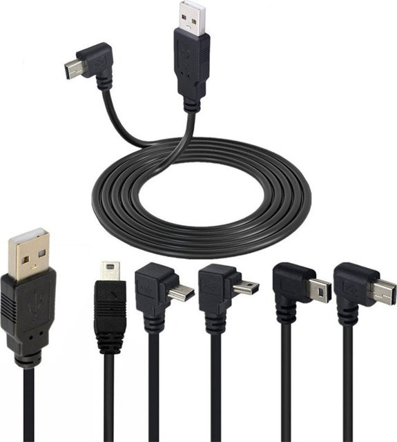 BSN Mini-USB auf Mini-USB 5-Pin Kabel mit 90 Grad Winkel, USB 2.0, Schwarz - Bild 1
