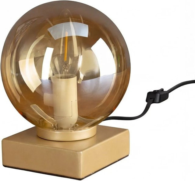 Licht-Erlebnisse Tischlampe mit Kugel-Rauchglasschirm in Gold und Bernstein, modern, Höhe: 17,5 cm - Bild 1