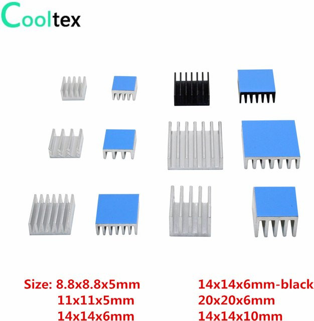 Cooltex Aluminium Kühlkörper für elektronische Chips und ICs inklusive wärmeleitendem Band in Silber und Weiß - Bild 1