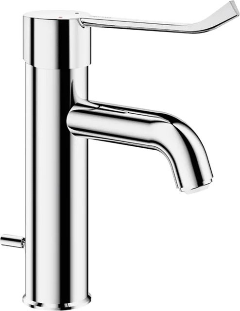 Delabie Einloch-Waschtischmischer mit Hygienehebel in Chrom, Farbe: Silber, Höhe: 95 cm, Länge: 120 cm - Bild 1