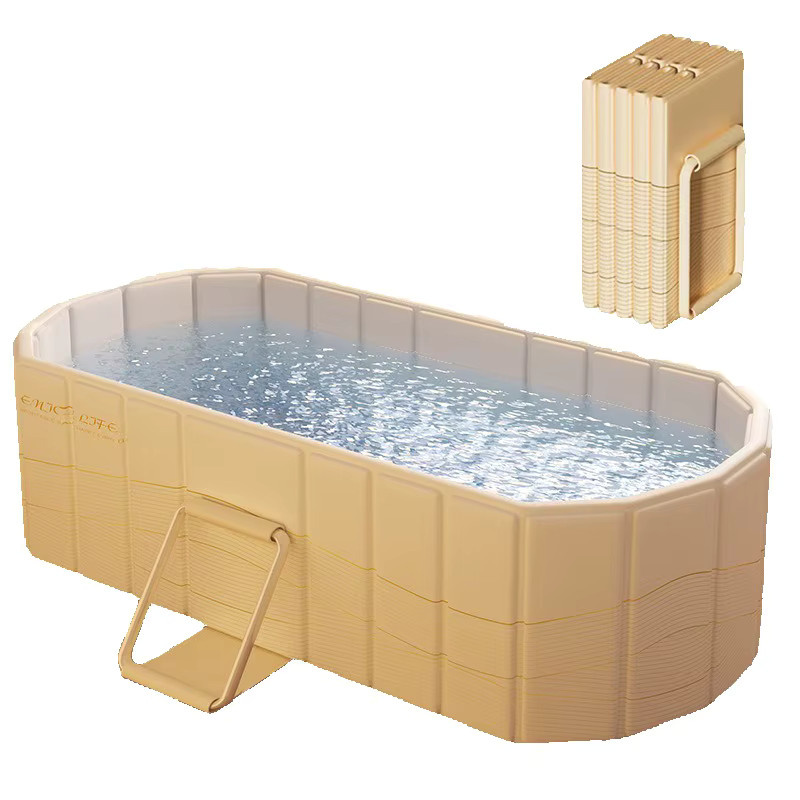 Faltbare Badewanne von YUNMIAN in Beige, tragbare Doppel-Badewanne aus PVC für Erwachsene, 1,5 m Länge - Bild 6