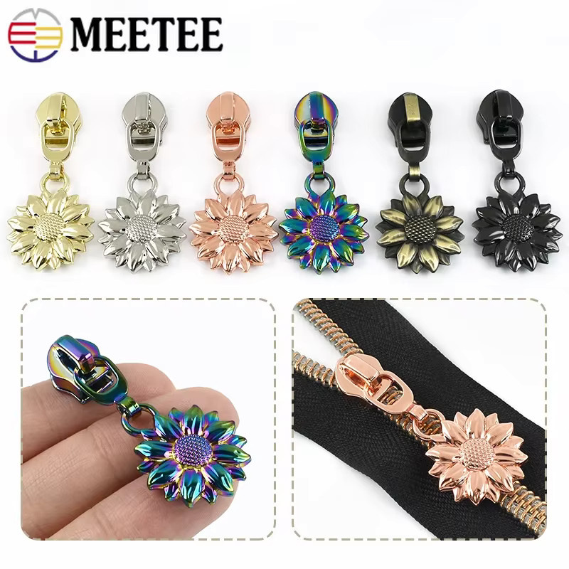 Meetee Reißverschlussschieber aus Metall für Nylon-Reißverschlüsse, 5er-Set, Gold und Multicolour, DIY-Nähzubehör für Taschen und Kleidung - Bild 3