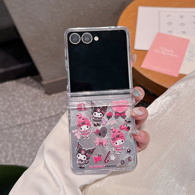 Sanrio Kuromi und My Melody Handyhülle mit Umhängeband für Samsung Galaxy Z Flip 7 und Z Flip 6 5, harte PC-Rückseite - Bild 1
