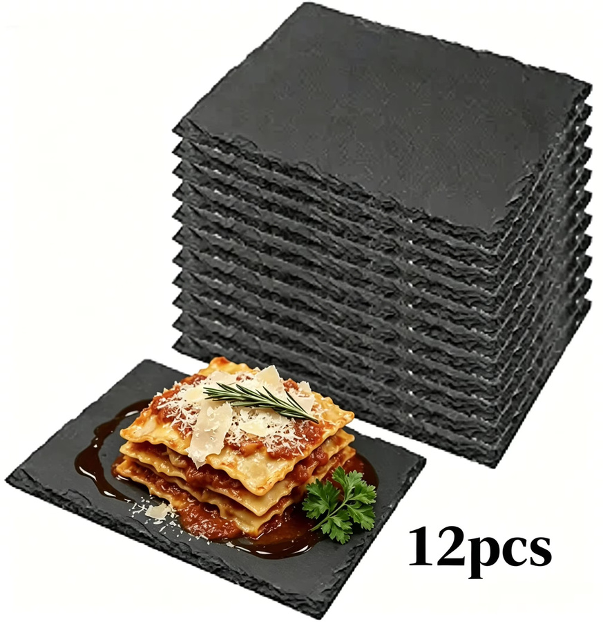 Dofiki Set aus Naturstein-Schieferplatten, schwarz, B/T: 20 x 10 cm - Bild 7