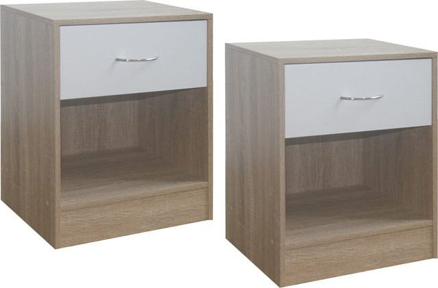 HTI-Living Nachtschrank Thekla 2er Set Sonoma/Weiß - Bild 1
