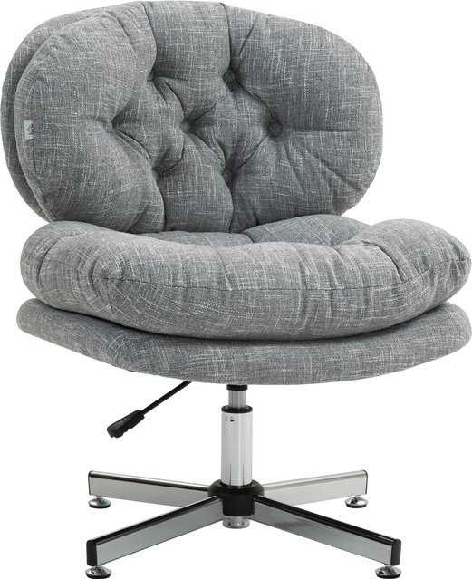Ergonomischer HOMCOM Bürostuhl in Grau mit Leinenoptik, höhenverstellbarer Drehstuhl mit Wippfunktion und gepolsterter Sitzfläche für dein Home-Office von Aosom - Bild 1