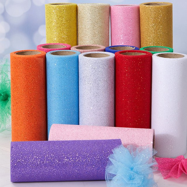 Glitzernde Tüllrolle in Schwarz für DIY-Bastelarbeiten, Tutu-Herstellung und Geschenkverpackungen, Breite: 15,24 cm, Länge: 9,14 m - Bild 1