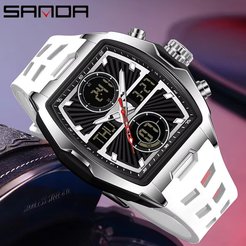 SANDA Chronograph Armbanduhr, Quarz, Edelstahl, Schwarz, Herren - Bild 1
