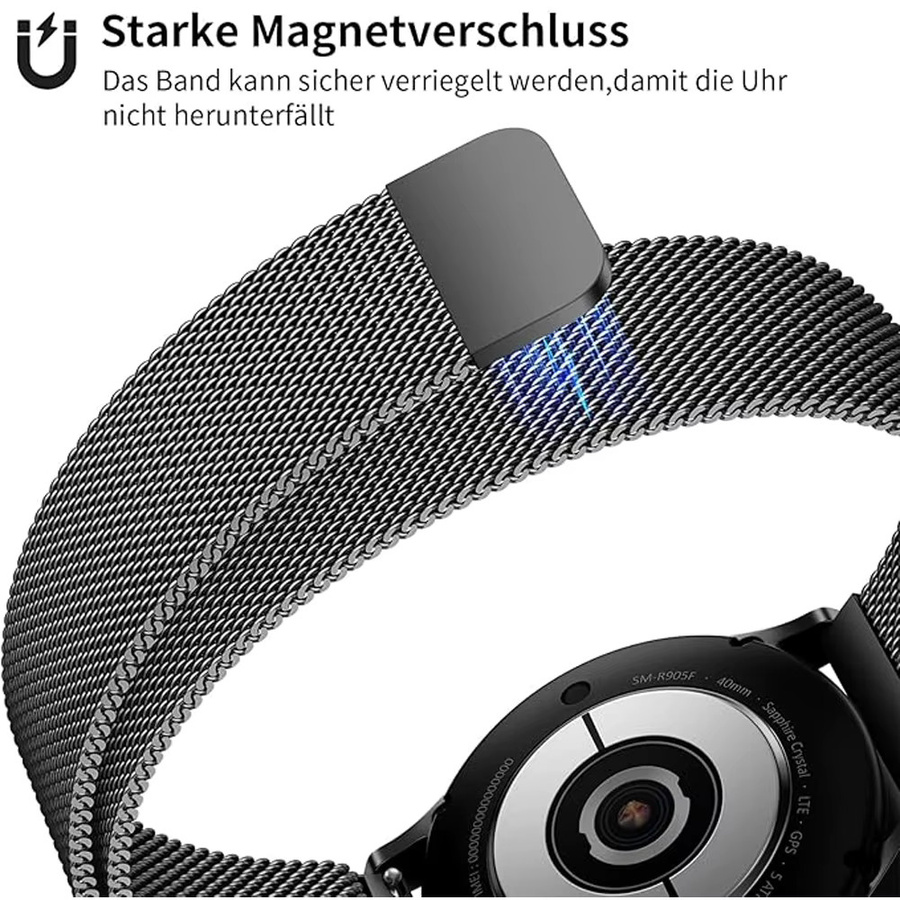 Uhrenarmband Milanaise, Edelstahl, 22 mm, Unisex - Bild 4