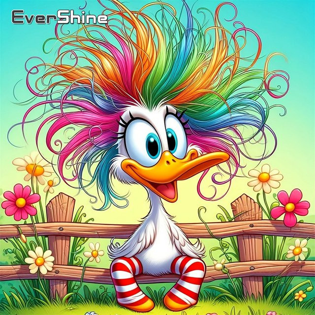 EverShine 5D DIY Diamant-Mosaik Set mit Ente und Blumen in Multicolour, Diamantmalerei Wanddekoration mit runden Acryl-Steinen - Bild 1