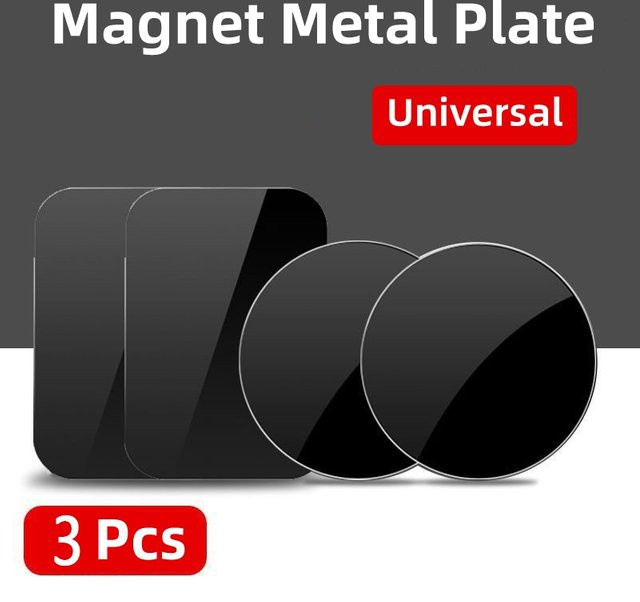 3er-Set Ultra Dünne Metallplatten in Silber für Magnetische Auto-Handyhalterungen und Tablet-Halterungen - Bild 1