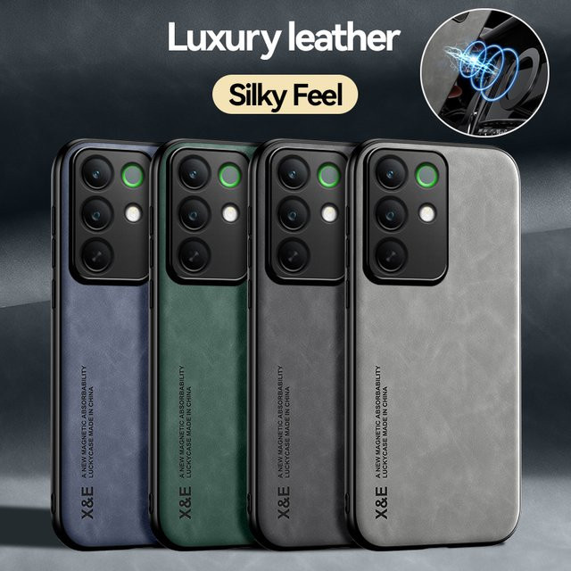 EUCAGR Luxus Magnetische PU Leder Handyhülle mit Metallplatte für OPPO Realme C85 Pro in Schwarz - Bild 1
