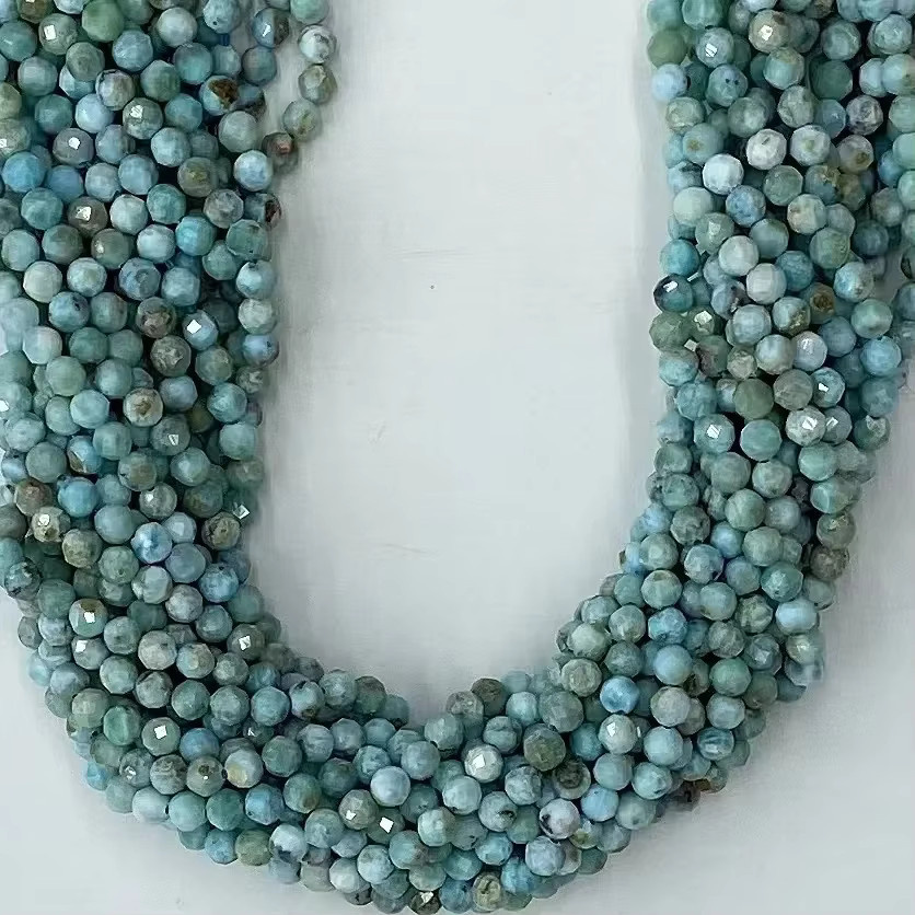Larimar Perlen, rund, gefächert, 38 cm, Unisex - Bild 2