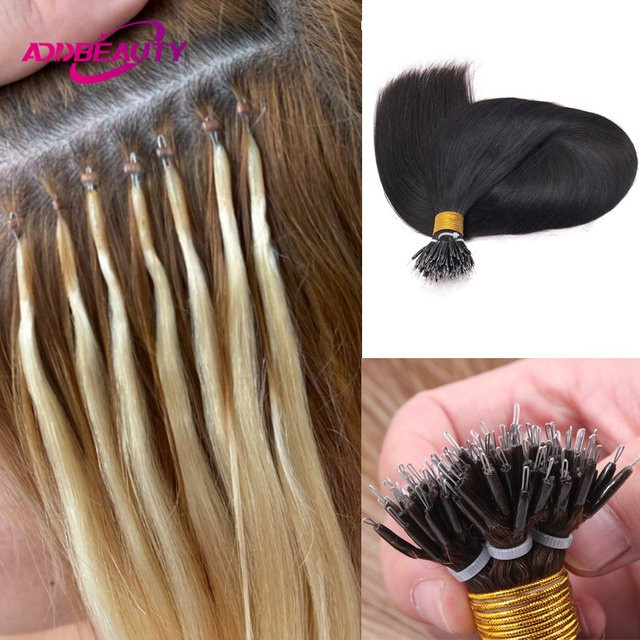 Addbeauty Nanoring-Echthaarverlängerungen, 100 % brasilianisches Remy-Echthaar, Damen - Bild 1