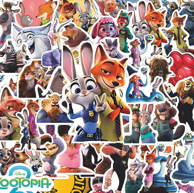 Disney Zootopia 2 Filmaufkleber Set mit niedlichen Anime-Motiven in Multicolor für Laptop, Skateboard und Telefon - Bild 1