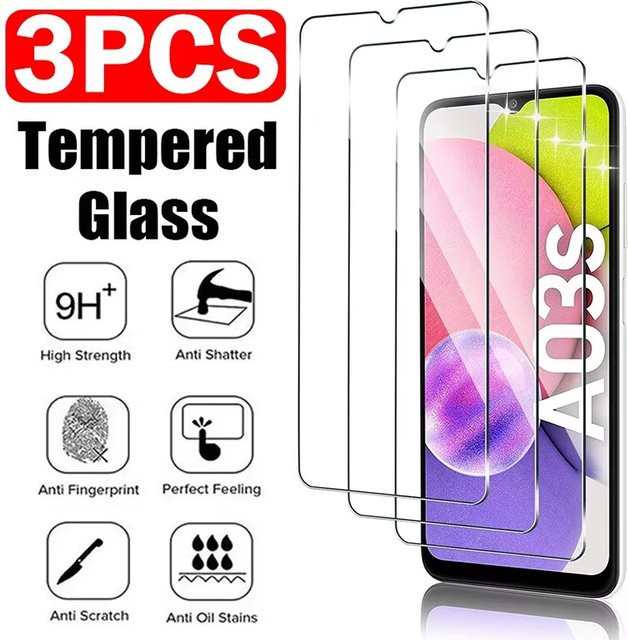 3er-Set gehärtetes Glas Displayschutzfolie für Samsung Galaxy A03 A05S A06 A07 A11 A12S A13 A14 A15 A16 A17 4G und 5G in Transparent - Bild 1