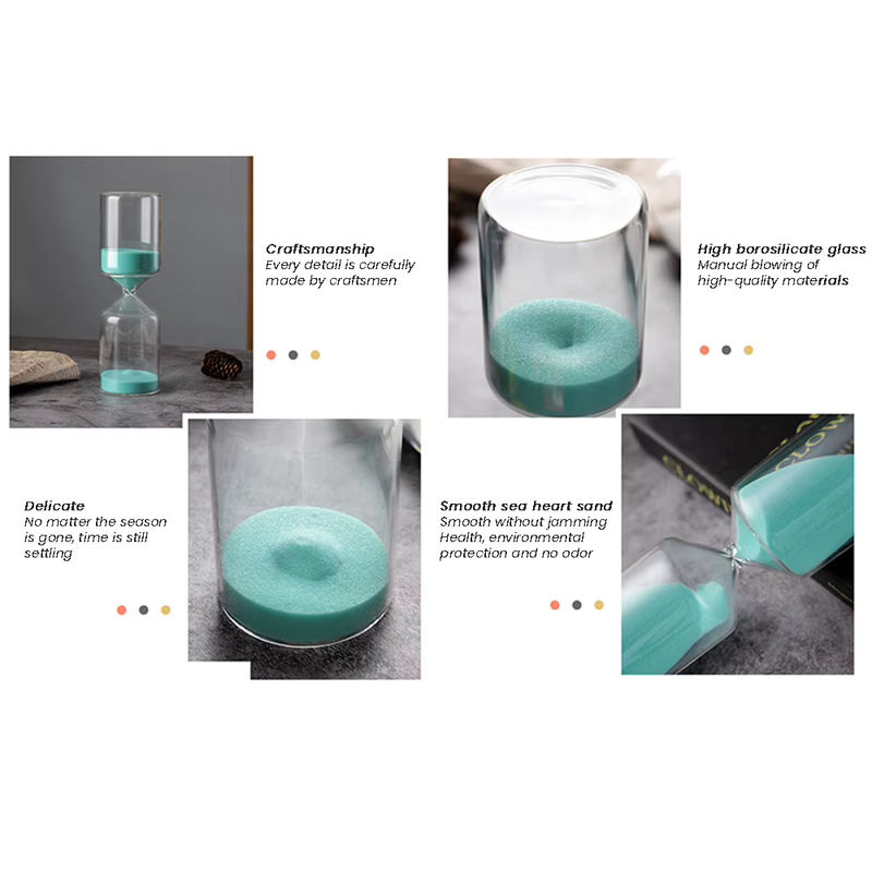 Minimalistische Glas Sanduhr in Lila oder Mehrfarbig für Dekoration und Kindergeschenke - Bild 2