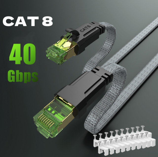 MIZIQIER CAT 8 Flaches Netzwerk-Internetkabel mit 40 Gbit/s, SFTP RJ45 LAN-Patchkabel für Modem, Router, Gaming PC und Konsolen - Bild 1