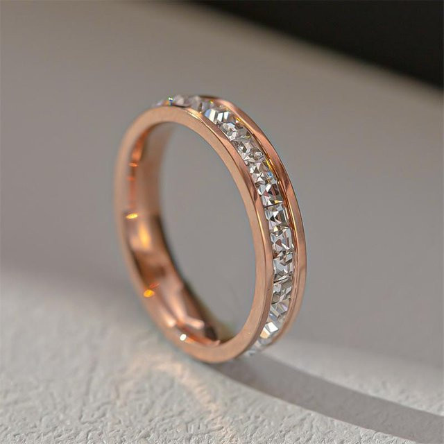 Paar Zirkonring Edelstahl, Roségold, Zirkonia, Unisex - Bild 1