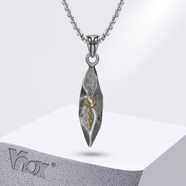 Vnox Halskette, Edelstahl, Silber, Tribal Rune Sonnen Muster, Herren - Bild 1