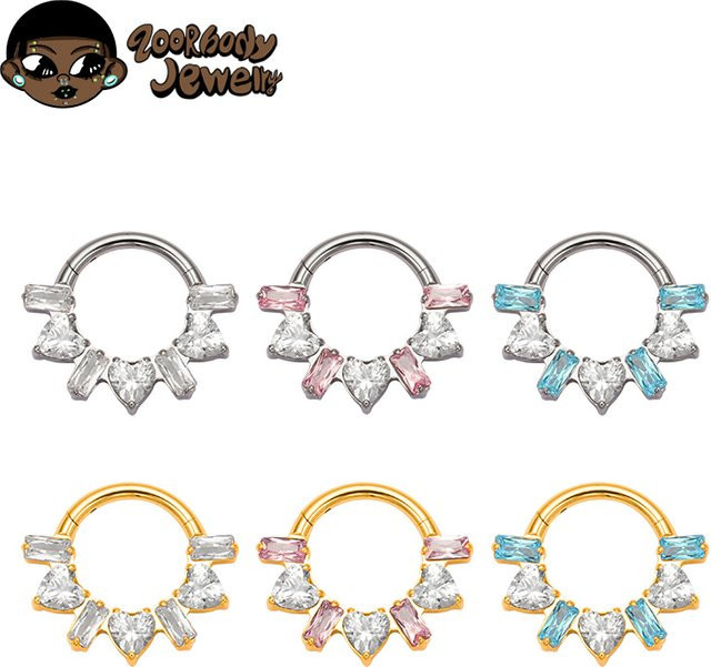 ZOORBODY JEWELRY Nasenring Titan, Herz, Zirkonia, Unisex - Bild 1
