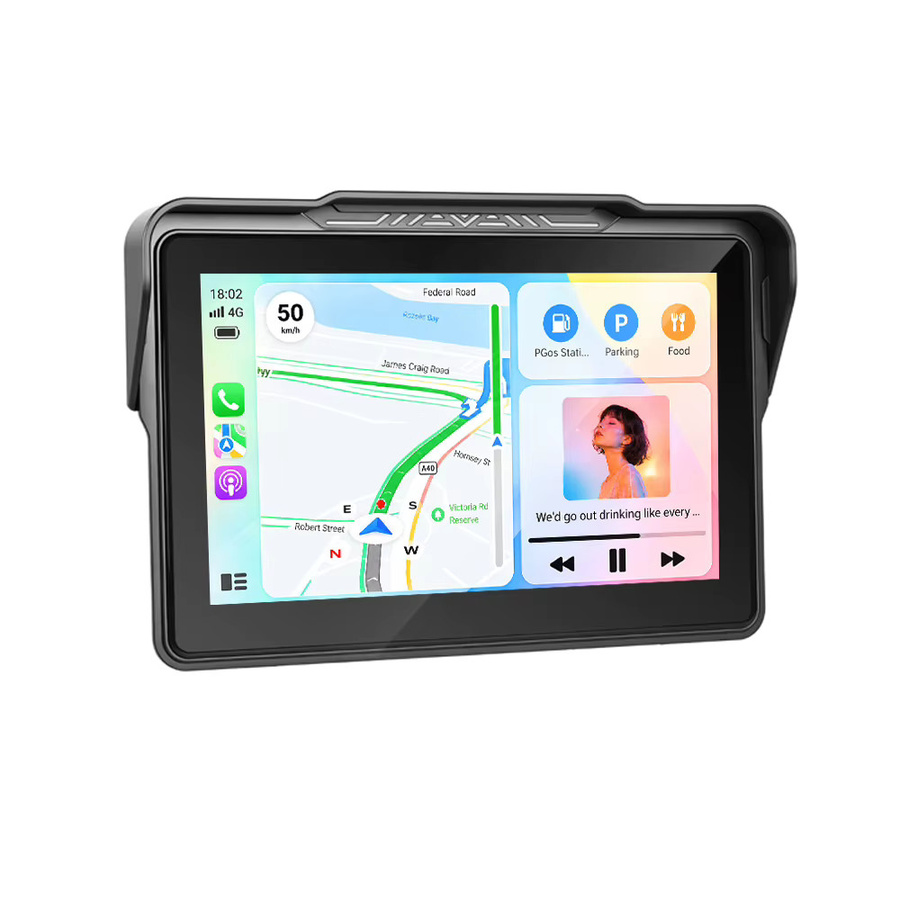 Podofo 7 Zoll Kabelloser CarPlay und Android Auto Motorrad-Player, IP67 Wasserdichter Smart-Navigationsmonitor mit Touchscreen und Bluetooth, Schwarz - Bild 9