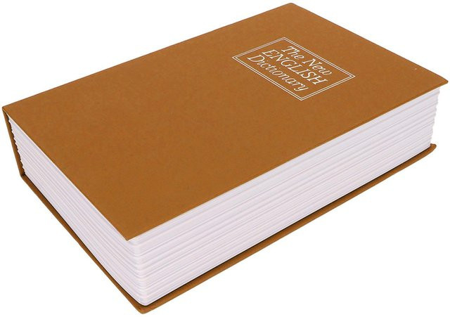 OutsideWorld Buchsafe Klein als Versteckbox mit Kombinationsschloss für Geld, Münzen und Karten, Farbe: Braun, Material: Edelstahl - Bild 1
