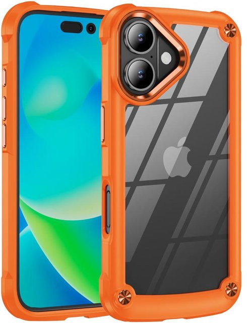 Lolozzx Luxus-Rüstungsstoßstange Transparente Hybrid Heavy Duty Schutzhülle für iPhone 12 Pro Max in Orange - Bild 1